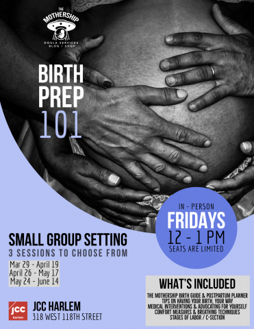 Birth Prep 101 dates with image of pregnant belly 